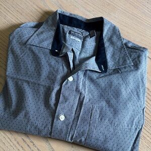 Van Heusen Blue and Black Patterned Button Down Shirt